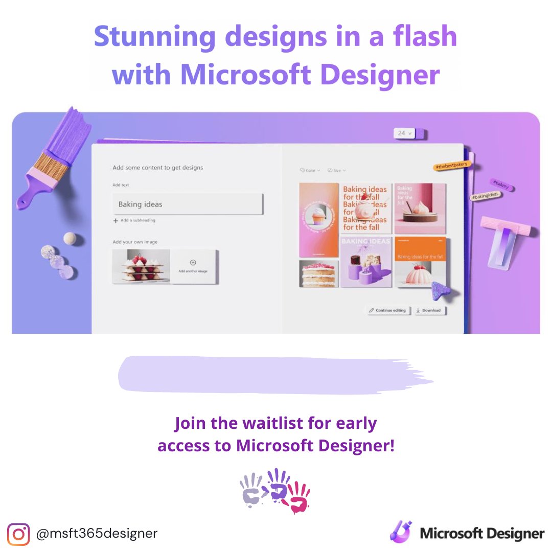 Get inspiration for attention-grabbing designs with Microsoft Designer 👩‍🎨 🎨  Join the waitlist for early access to Microsoft Designer: designer.microsoft.com <a href="/MSFT365Designer/">Microsoft Designer</a> @MicrosoftEduCA #microsoftdesigner #createwithdesigner