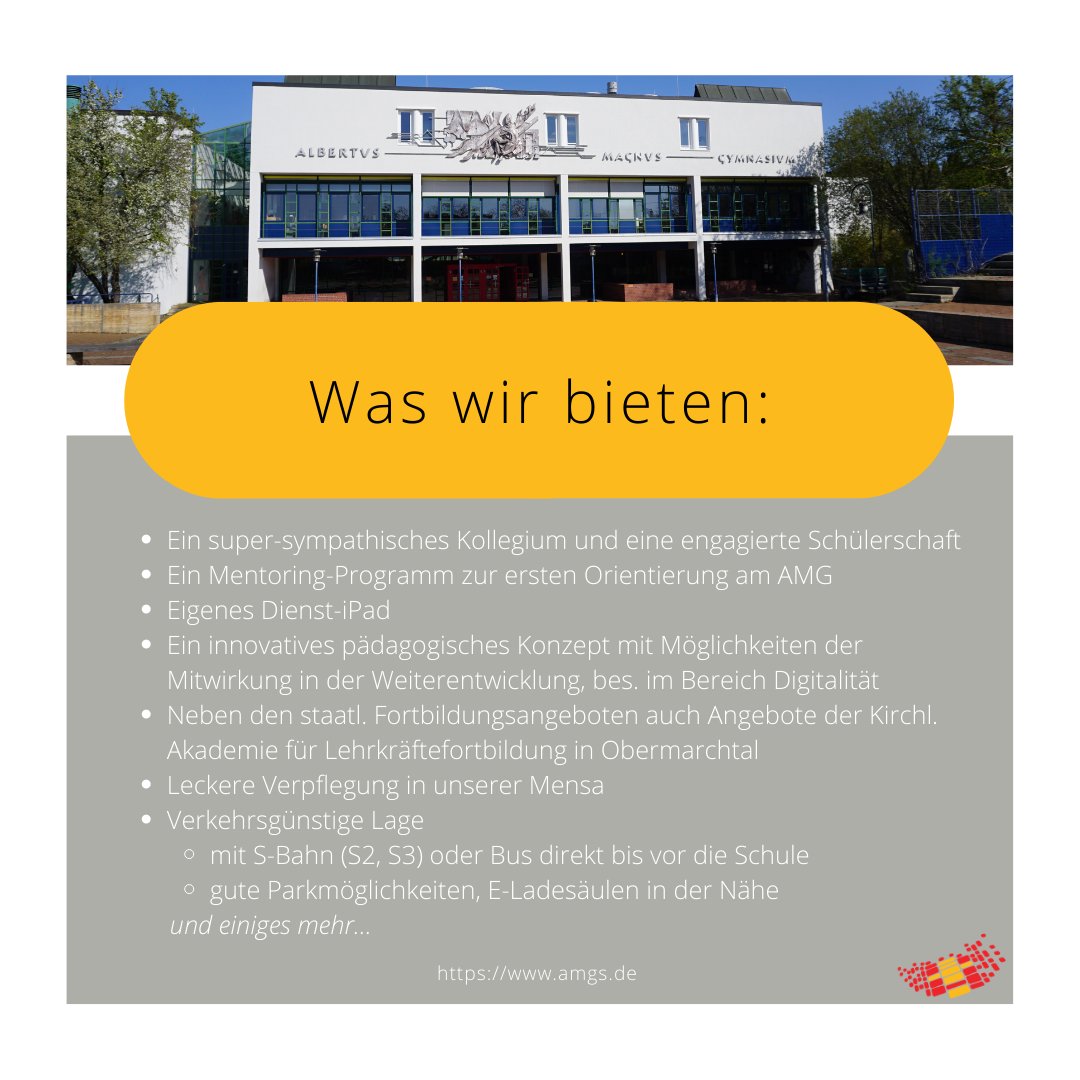 amgs_de's tweet image. Wir suchen 💪Verstärkung für unser Kollegium 👨‍🏫: #Lehrkräfte für die Fächer #Chemie #Physik #Biologie #Mathematik #Informatik #Musik (#HauptfachKlavier) #BildendeKunst #nwt 
Weitere Infos im 🧵
#twlz #edubw #Stuttgart