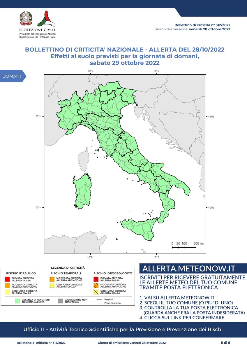 Allerta_Meteo's tweet photo. Bollettino di criticità Allerta Meteo in #Italia per domani 29/10/2022, diramato dal @DPCgov il 28/10/2022 14:50
Ricevi #AllertaMeteo del tuo Comune tramite email https://t.co/xPQVuv6F0R https://t.co/UUQp6zsAE6