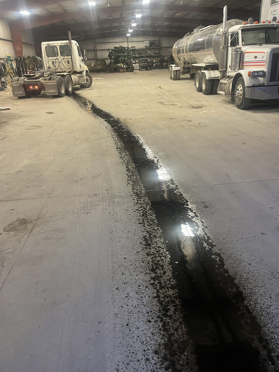 Hey boss. I’m gonna pull my truck inside. It seems to have a small oil leak. 😳😳😳