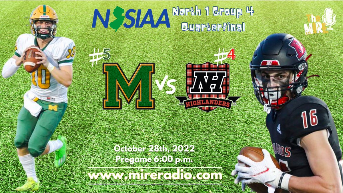 MIREradio's tweet photo. Did you miss The MIRE last week? Good. Because we are BACK this week for the playoffs! Tune in at 6 p.m. for pregame of Montgomery's North 1 Group 4 playoff game at Northern Highlands - as always LIVE on https://t.co/9t6q06sQtj @FootballMonty https://t.co/f6ialPOPm6