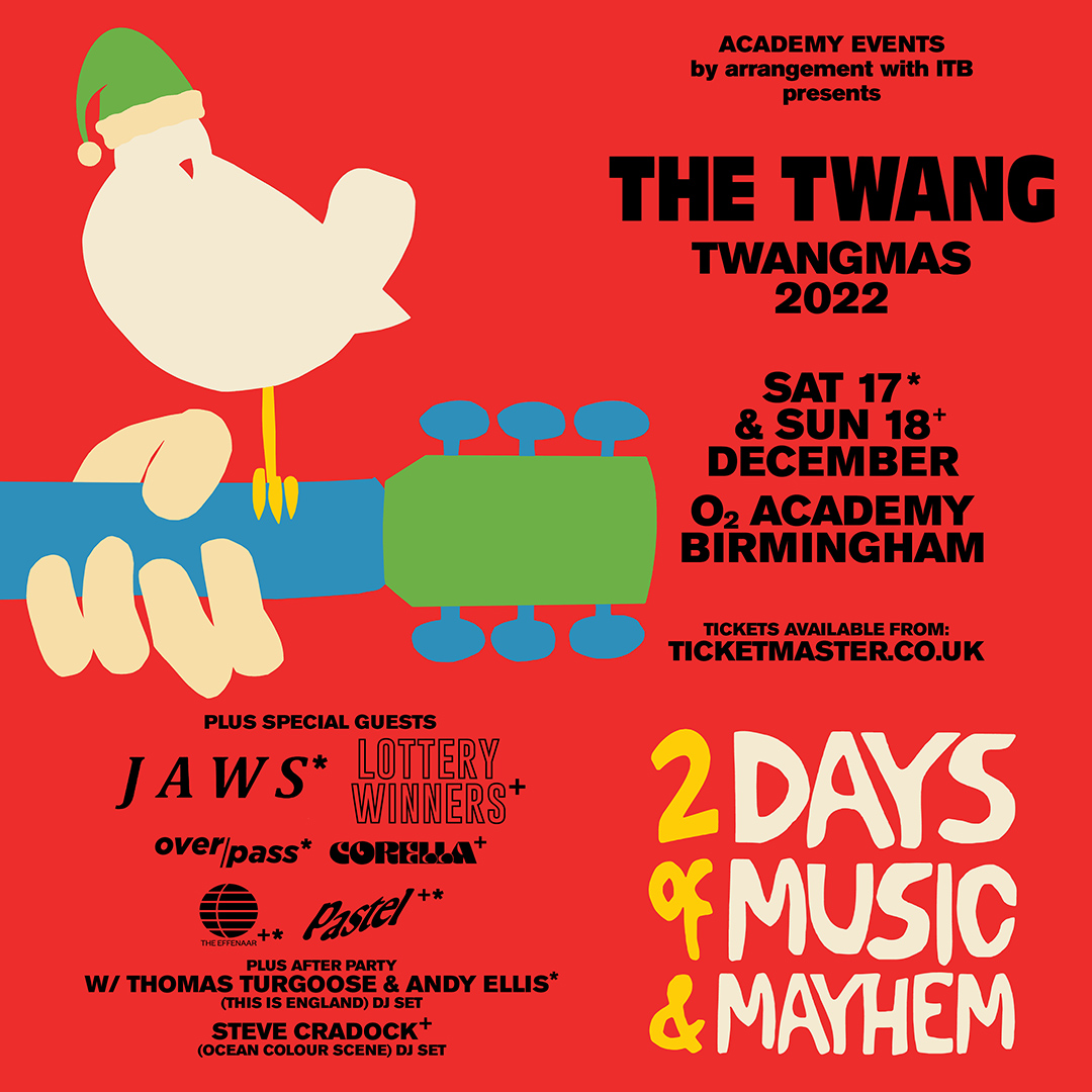 Twangmas just got even bigger with @pastelbanduk joining the bill! Two days of music mayhem headed up by @the_twang with some incredible supports each night and after parties to keep the festive cheer flowing! Tickets selling fast from @ticketmasteruk!