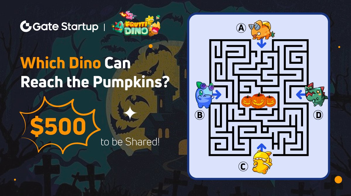 🧧 #gateiostartup @FruttiDino Pumpkins Meeting- $500 to be Shared! 🧐Only ONE Dino out of the four can successfully reach the Pumpkins. Have you found it? 🌠Reply: gleam.io/qfBA6/startup-… 🌠Follow& Like 🌠RT &tag 3 friends 50 lucky users will win $10 each 🧧