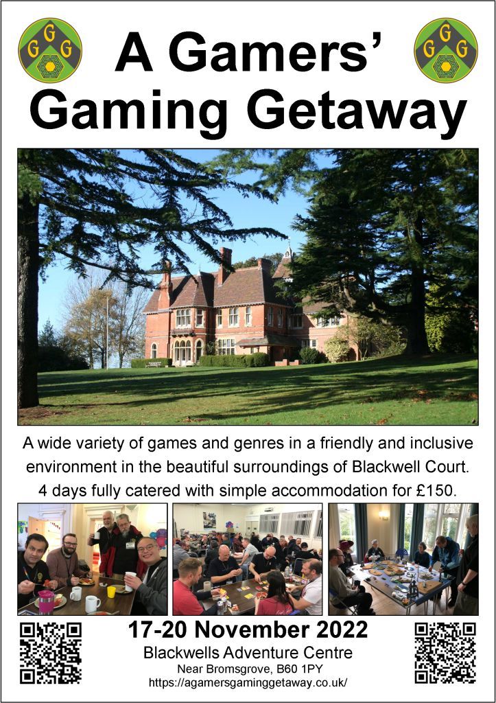KaleidoCards's tweet photo. Just 3 weeks until 'A Gamers' Gaming Getaway' near Bromsgrove on 17-20 Nov. A 4-day multi-genre event with boardgames, escape games, wargames, a starship simulator, TTRPGs, LARPs, an in-character tavern, playtesting, trading, bring &amp; buy, etc. Tickets at: https://t.co/ZxgF7tZ9qU https://t.co/MNa220jflR