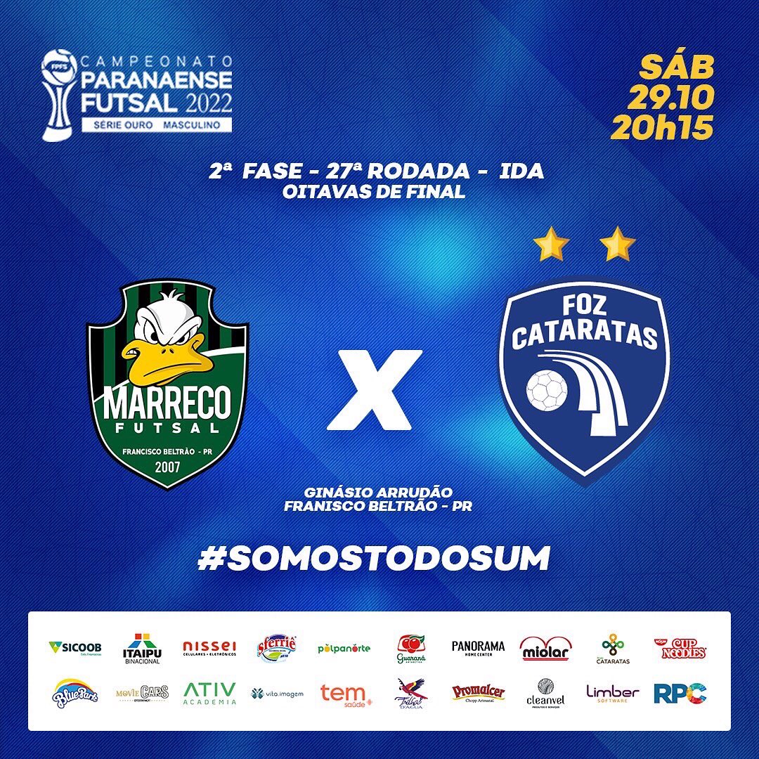 Amanhã iniciam as oitavas de final do paranaense série ouro 🔵⚪️

#fozcataratasfutsa #futsa #azulãodas3fronteiras