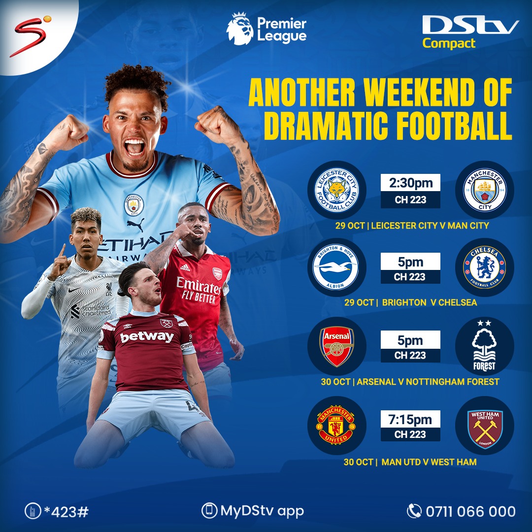 NRAPARTY2's tweet photo. It's yet another weekend filled with football action thanks to the #PL that will air live @DStv_Kenya Supersport dedicated channels. Don't miss out 

Download #MyDStv App or Dial *423# to buy, pay, reconnect, or clear error codes. #FootballsGreatestSeasonOnDStv https://t.co/OqULNUUj6B