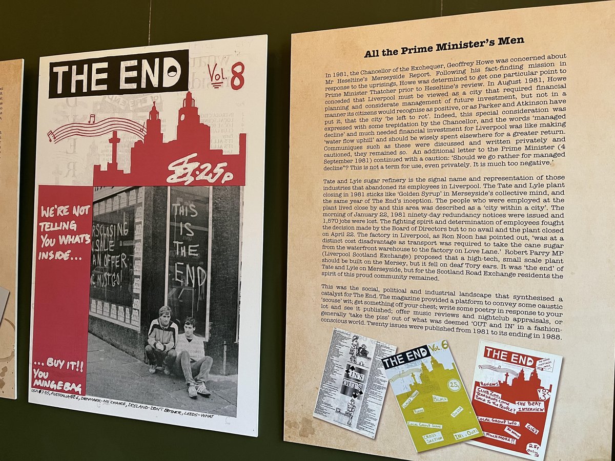 Tomorrow is the last day to see The End, a legendary Liverpool cultural magazine edited by @TheFarm_Peter and Phil Jones. The upcoming exhibition will be @Rhiannonmayy 's Exhibition: Please Touch The Art (itch my brain) from 1 - 12 November at the Everyman Theatre L1 9BH.