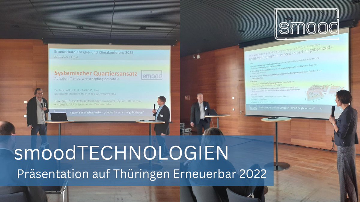 #Klimaneutraler Gebäudebestand - so geht's! @ThEEN_eV- CEO @JanaLiebe_ ,Dr. Pehnelt (BIFAS GbR), <a href="/JenaGeos/">JenaGeos</a>-CEO <a href="/roselt_k/">Kersten Roselt</a> &amp; Direktor des @Fraunhofer_AST Prof. Peter Bretschneider präsentieren heute die #Technologien von <a href="/smoodENERGY/">smood-energy</a> auf der #EEK22!