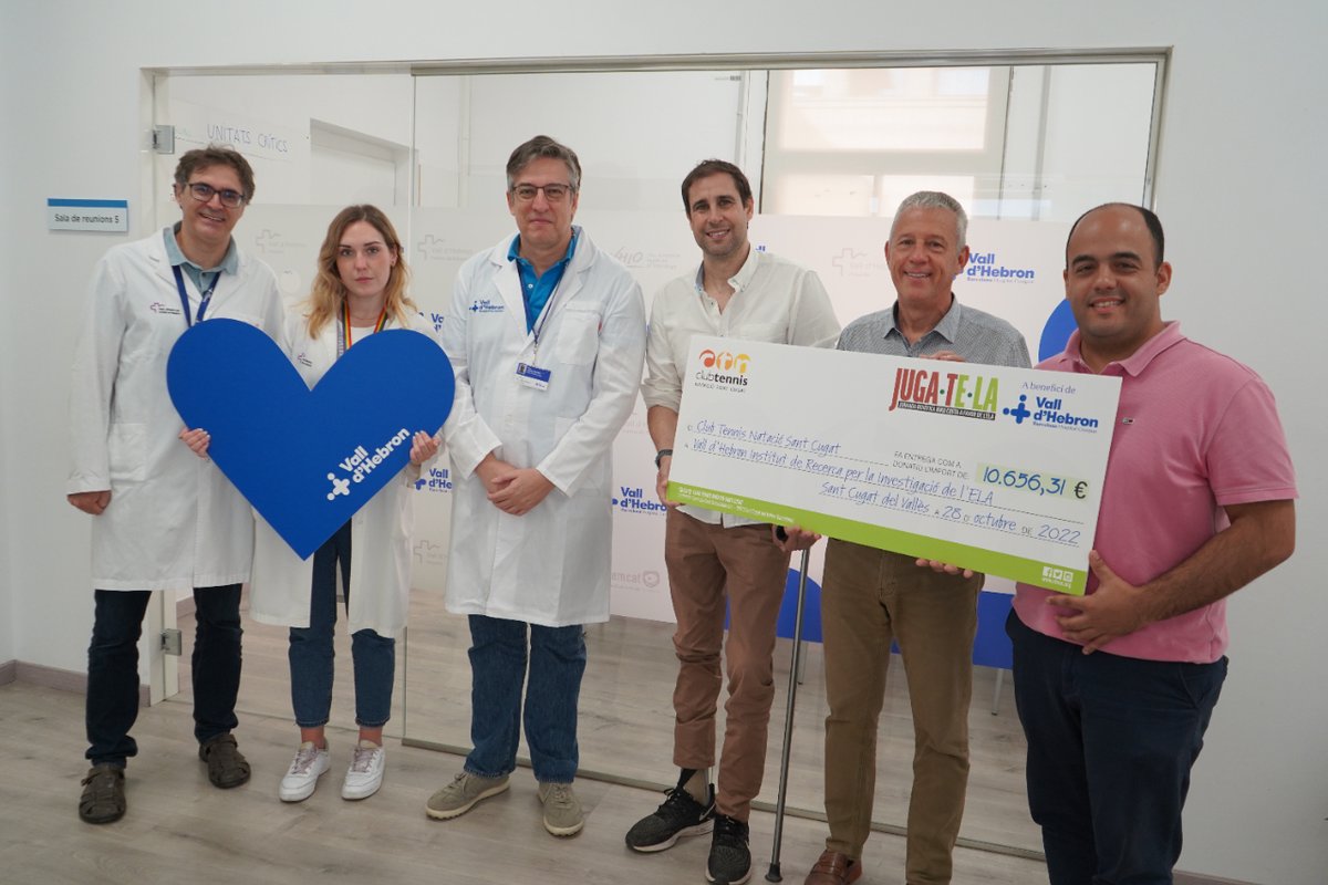 VHIR_'s tweet photo. Moltes gràcies al @CTNSCugat que ha fet entrega dels 10.656,31 € que van recaptar en una jornada esportiva solidària. Tots els diners aniran destinats a la recerca per l'Esclerosi Lateral Amiotròfica (#ELA) del grup Sistema Nerviós Perifèric del #VHIR. https://t.co/DzidH8DwjL