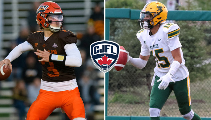CJFLnews's tweet photo. Saturday night in #Windsor the #CJFL National Semi-Final kicks off when the @okanagan_sun visit the @sccfootballteam, the winner heads to the Canadian Bowl https://t.co/c4XlsKe2ms  @BCFC_Media @TheOFCFootball https://t.co/ctaeIxDMui