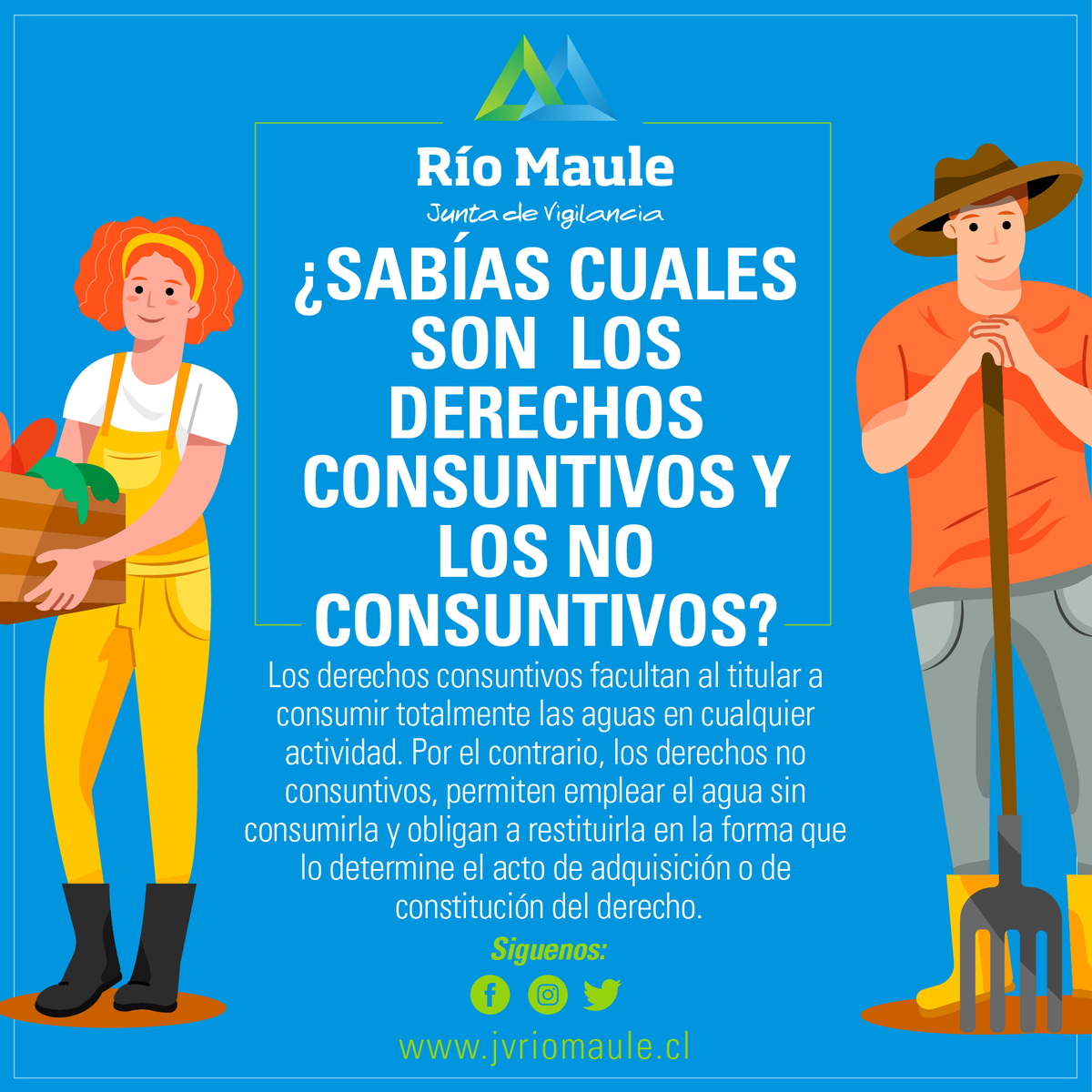 JVMRioMaule's tweet photo. 📌 Seguimos avanzando en nuestro aprendizaje 🤔, ya les hemos contado que hace un Celador, un Repartidor de Agua 💦, entre otros. Hoy nos toca el turno de explicarles 👩🏫 cuáles son los Derechos Consuntivos y los No Consuntivos.
#jvrm #agricultura #agua #riego https://t.co/WgKlpsEr8Z