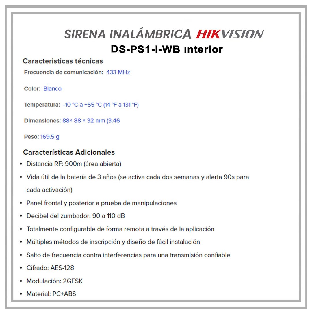 Sirena Inalámbrica Hikvision DS-PS1-I-WB Interior
Visita telserdevenezuela.com.ve/sirena-inalamb… para conocer más de este producto.

#sirena #sirenainalambrica #sirenahikvision #alarmas #alarmasdeseguridad #sistemasdealarmas #alarmasparacasas #alarmasparanegocios #alarmashikvision