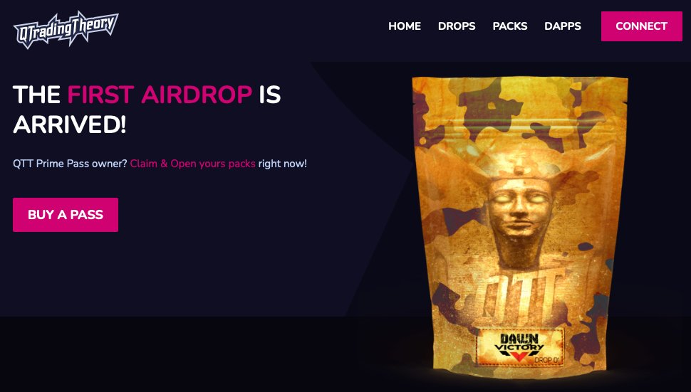 🚀 A first Airdrop with our partner <a href="/DOVNFT/">DawnOfVictoryNFT | BETA</a> allowed all QTT Prime Pass holders to claim their packs

The first QTT Prime Drop was a Real Success (more than 200 packs claimed and opened) and the Power of our dApp is no longer to be proven 🔥
🔗 qtt.app/drops/0 

#Airdrop