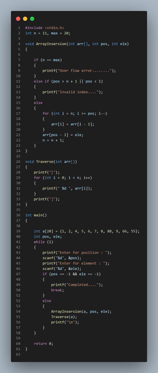 codewithsandhan's tweet image. 😎😎Insertion_In_Array..
