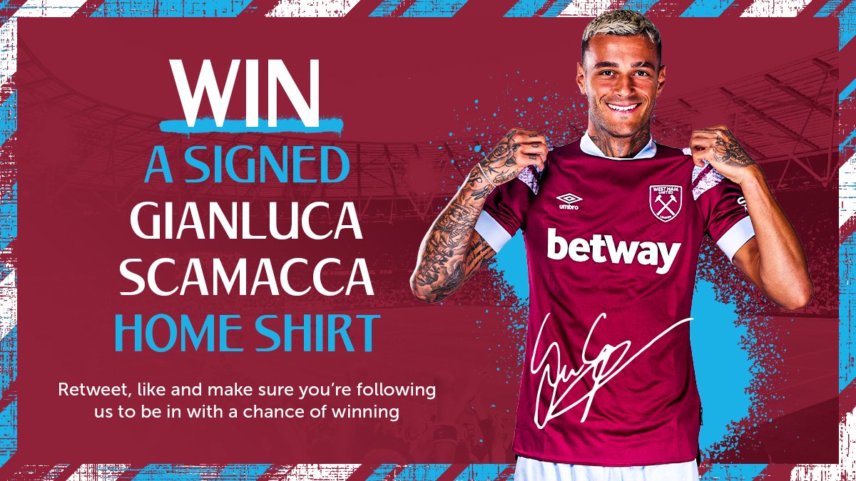 🇮🇹 | Win a signed Gianluca Scamacca 22/23 Home Shirt! Retweet, like and make sure you're following us to be in with a chance of winning. #HammersHelp #COYI