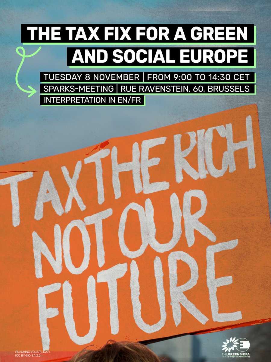 How can we shift the weight of taxes from workers towards polluters and billionaires? We need a tax fix! #TaxJustice If you want to know what would real tax justice look like, join our event in person or online on 8 November at 9:00 Register here: greens.eu/3NhDwI7