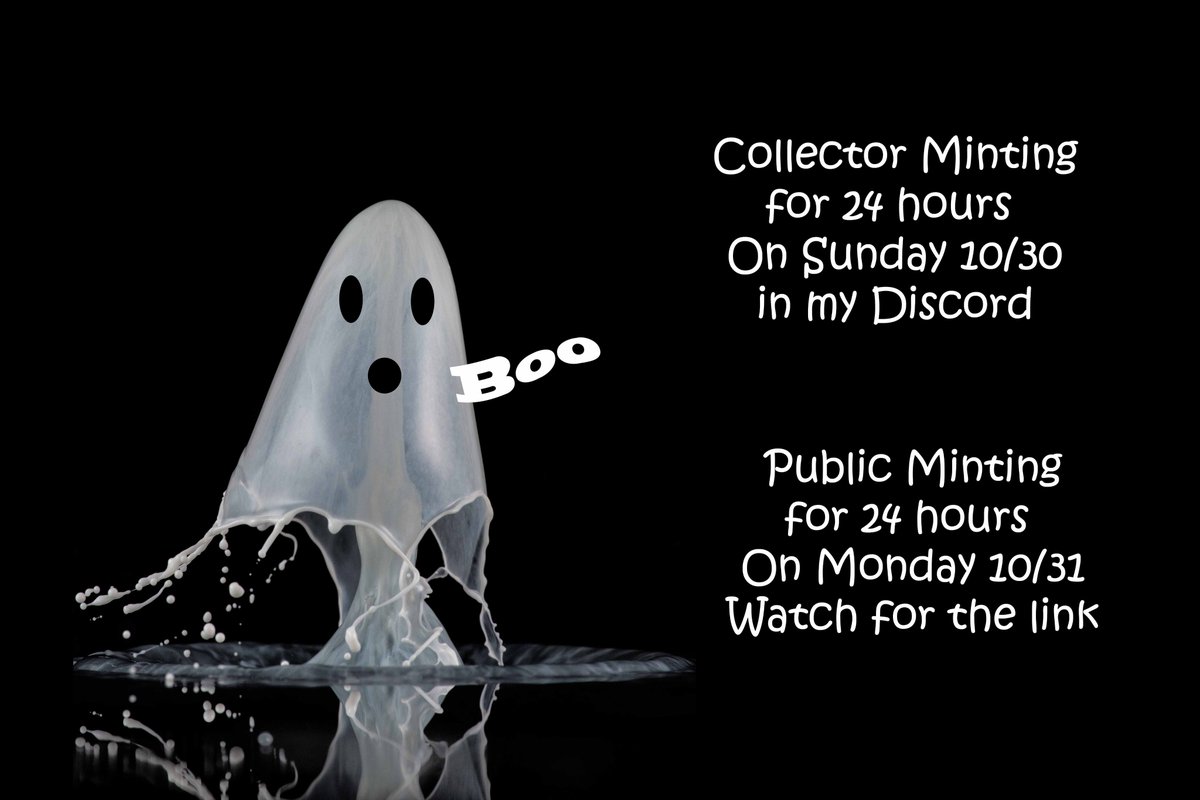💥💥Collectors get in my discord💥💥

Current Collectors need to be in the discord with collector role to get early access with discount on Sunday

📢Please  Share and Spread the News📢

#Cardano #Halloween2022 #CardanoNFTs #CardanoCommunity #ghosts