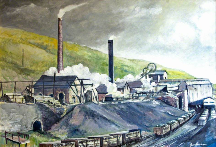 Atmospheric oil on canvas painting: ‘A Pithead’ by Bev Harris (b. 1939).

Perfectly captures the feel of a valleys #coalmine w/ associated railway sidings.

The mine is not specified but Partridge Jones wagons limits the options

Owned: #Torfaen County BC

#IndustrialArt