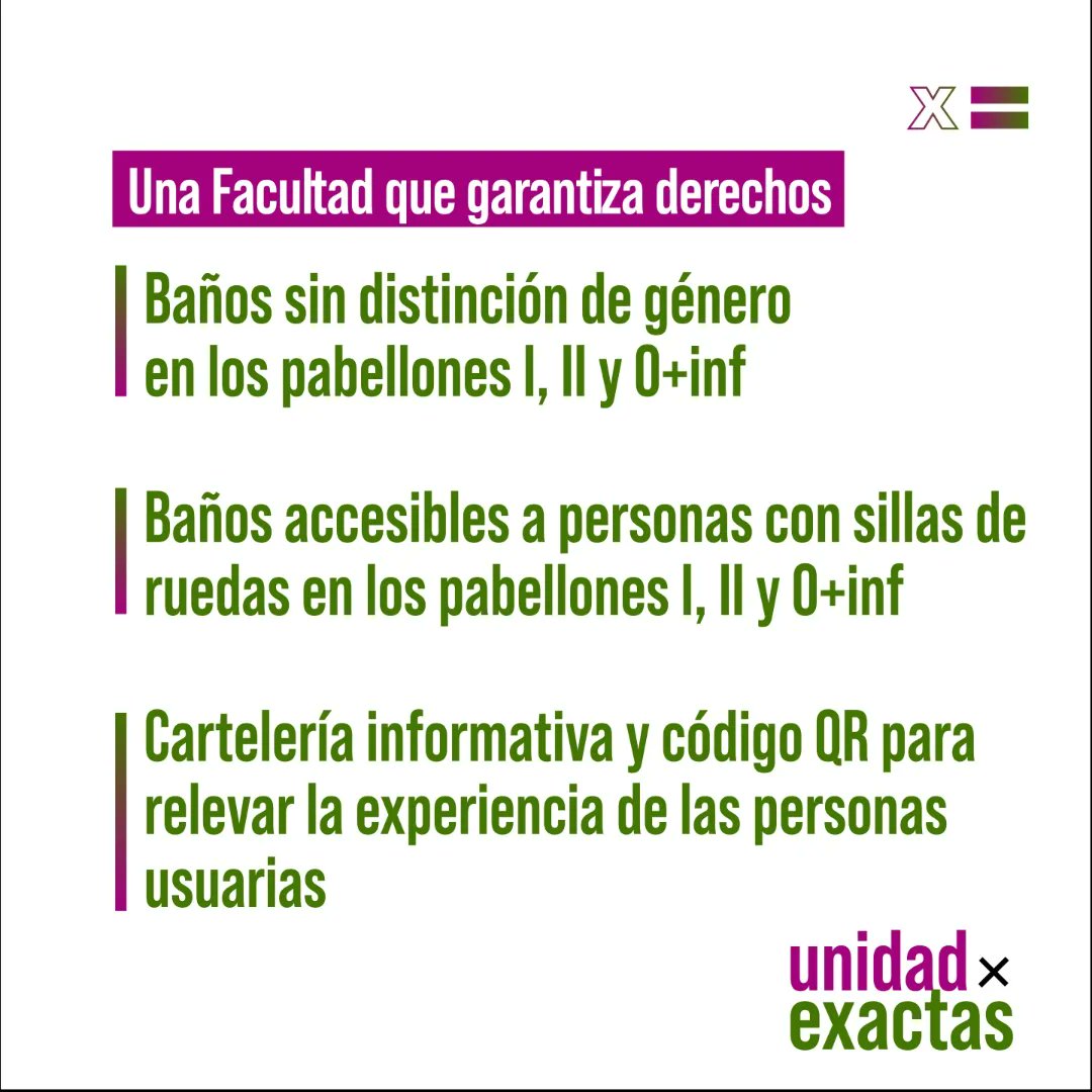 unidadxexactas's tweet photo. Como una de las políticas para garantizar el derecho al libre desarrollo de las personas conforme a su identidad de género y aplicar un proceso de mejora en aquello referente a baños accesibles a partir de hoy contaremos con baños sin distinción de género. https://t.co/BcJoFKcdvq
