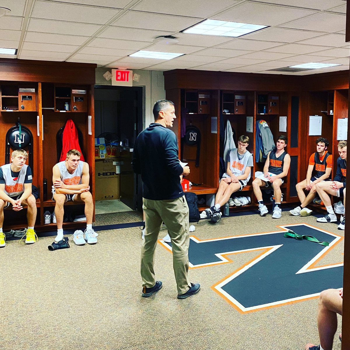 Great to have Polar Bear great, Coach Kevin Sensabaugh speak to our team yesterday about how much being a Polar Bear meant to him. Good luck this season to Coach and his Spencerville squad! #PBP