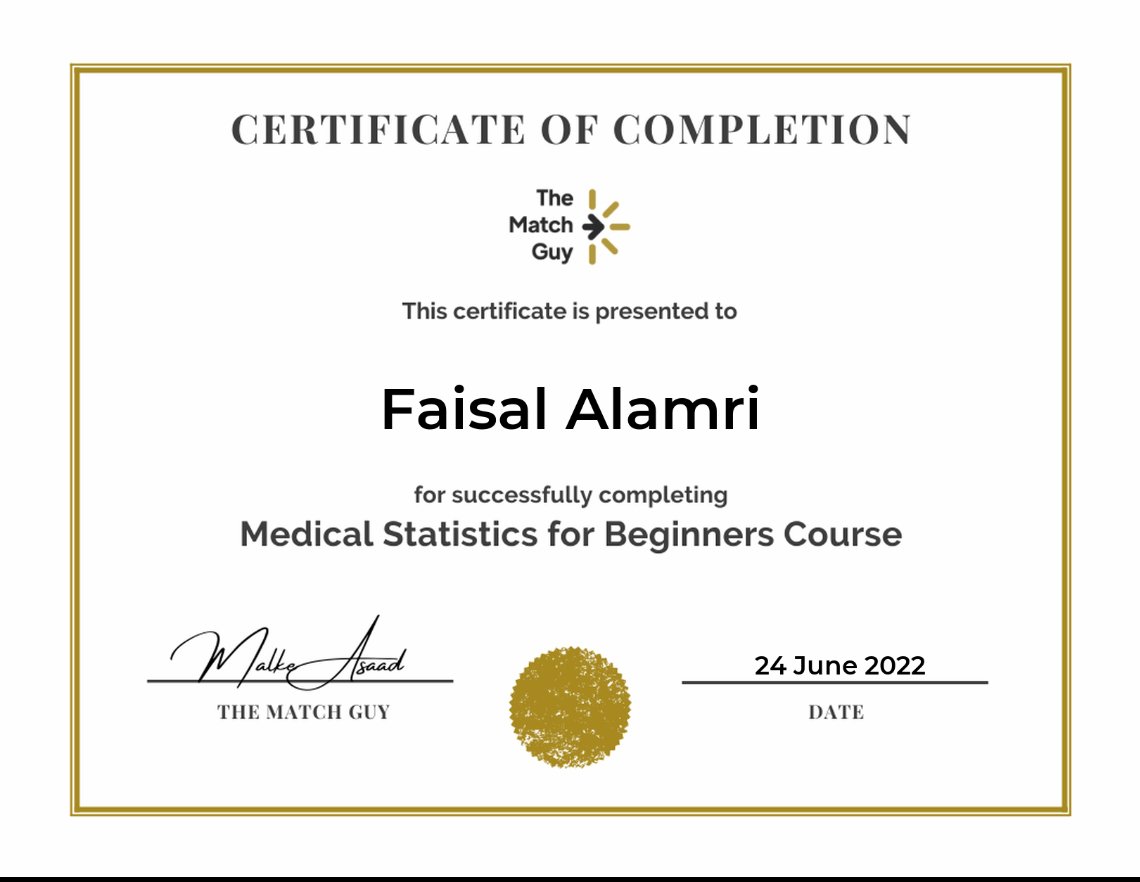 malkeasaad's tweet photo. Did you know you could earn a verifiable digital certificate when completing one of our courses?
Check it out using the link below!
https://t.co/CNLJHyAnx9
.
.
.
#medicalstatistics #med #medstat #research #residency #match2023 https://t.co/EFXnGcqu2p
