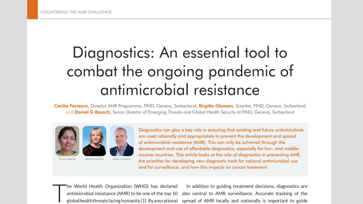 Learn more about the role of #diagnostics in preventing #AntimicrobialResistance from this piece published in the #AMR Control Supplement, co-authored by FIND colleagues, @ceciferreyra5, @BirgittaGleeson & @DanielBausch2: resistancecontrol.info/wp-content/upl…