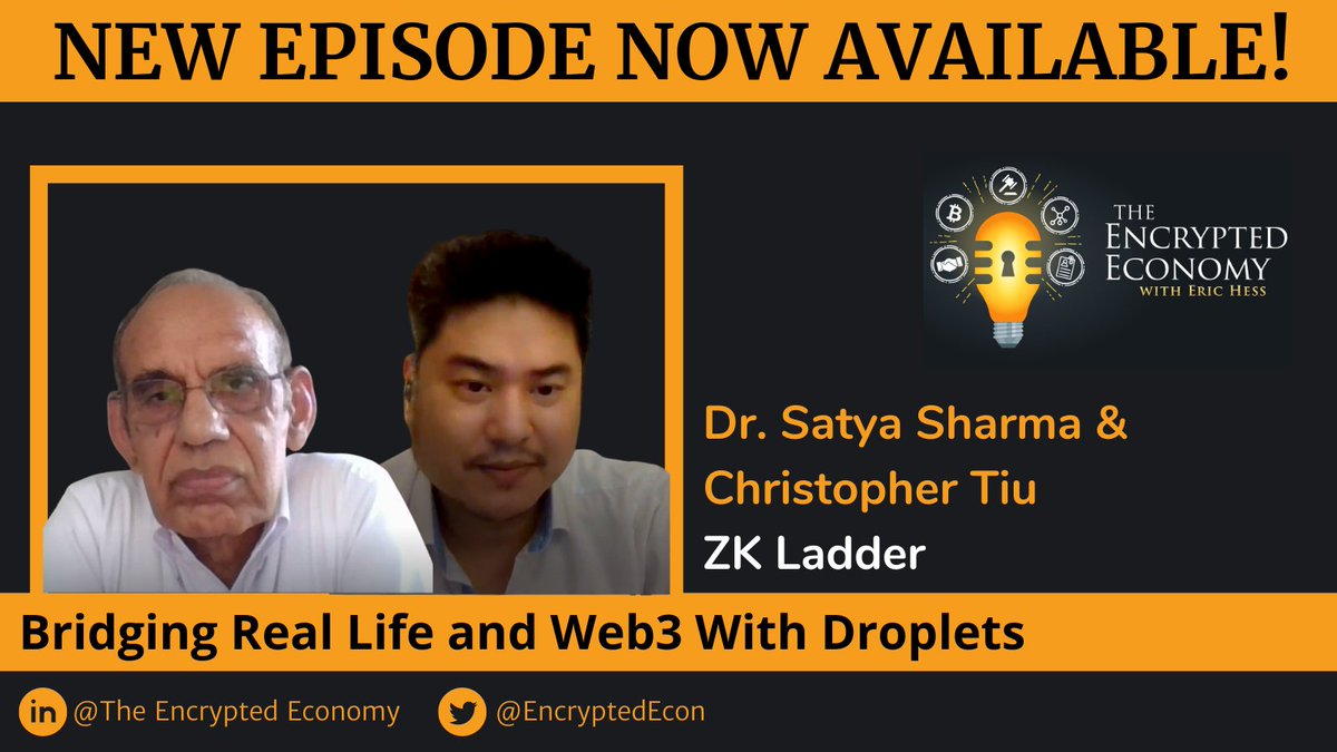 NEW EPISODE NOW AVAILABLE!

This week's special guests: Dr. Satya Sharma &amp; Christopher Tu, ZK Ladder join us to discuss...

BRIDGING REAL LIFE AND WEB3 WITH DROPLETS

Tune in on your favorite #podcast app!
lnkd.in/eFkpZQgB

#Web3 #NFTs #DAOs #Technology