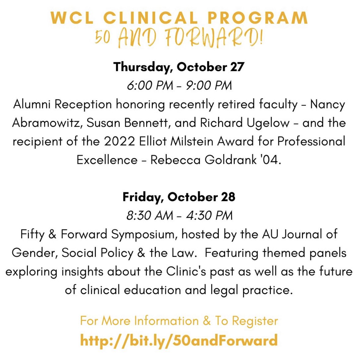 DeanFairfaxEsq's tweet photo. Thrilled to celebrate 50 years of excellence and service in the @wclclinic at @AUWCL! Thank you @ProfLlezlie, Assoc. Dean for Experiential Education, &amp; all my wonderful colleagues for your leadership in clinical legal education. #BeTheLawyer #FiftyandForward #ChampionWhatMatters https://t.co/GpmEGBTZ9n