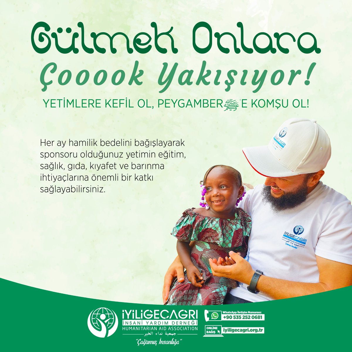 🍀“Yetimlere Kefil Ol, Peygamber (aleyhisselam)’a Komşu Ol!” projemizle aylık hamilik bedelini bağışlayarak sponsoru olduğunuz yetimin eğitim, sağlık, gıda, kıyafet ve barınma ihtiyaçlarına önemli bir katkı sağlayabilirsiniz.

Detaylı Bilgi ve Bağış İçin;
📱0535 252 0681

#Yetim