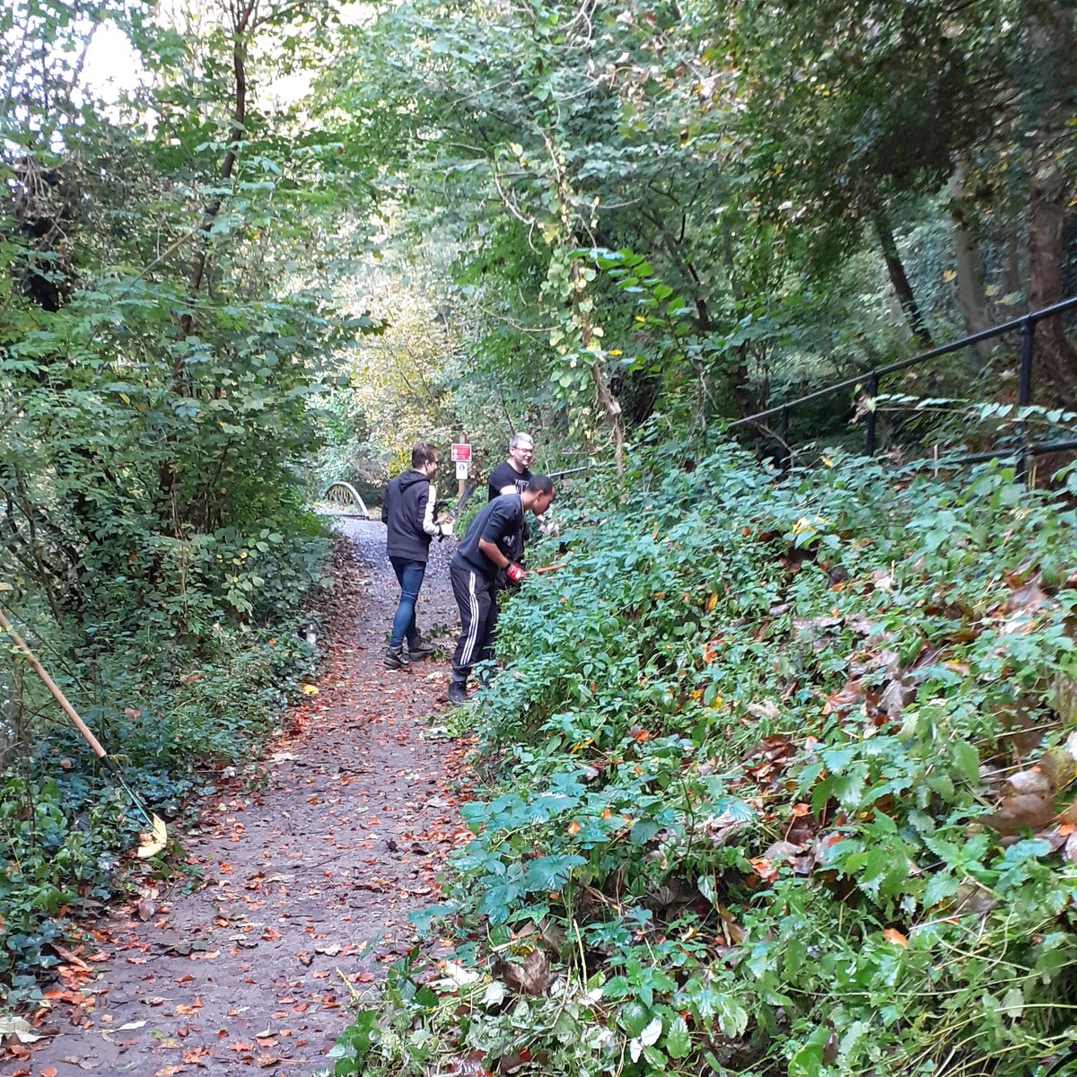 Excellent work today at Forest Farm helping to cut back and clear along the path by the canal. Also created some habitat piles @InnovateTrust @WCVACymru @TakeChargeIT #biodiversity #Wellbeing #nature