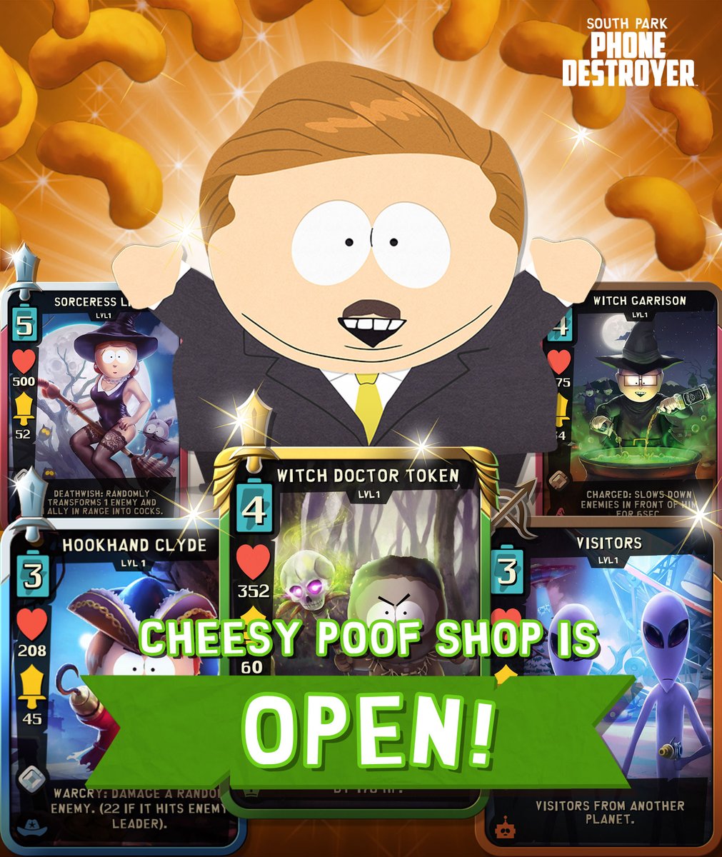 It's time for another Cheesy Poof Shop event, New Kid! Collect Cheesy Poofs from events and lockers, and get awesome prizes from Cartman's store!