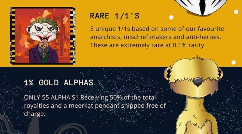 meerkat_mob's tweet image. Still 50 Alphas to be pulled which receive 50% of the total main collection royalties! 🤯

You’re still early: meerkatmischiefmob.com

#CNFTCommunity #CNFT #CardanoNFT #NFTs #MeerkatMob