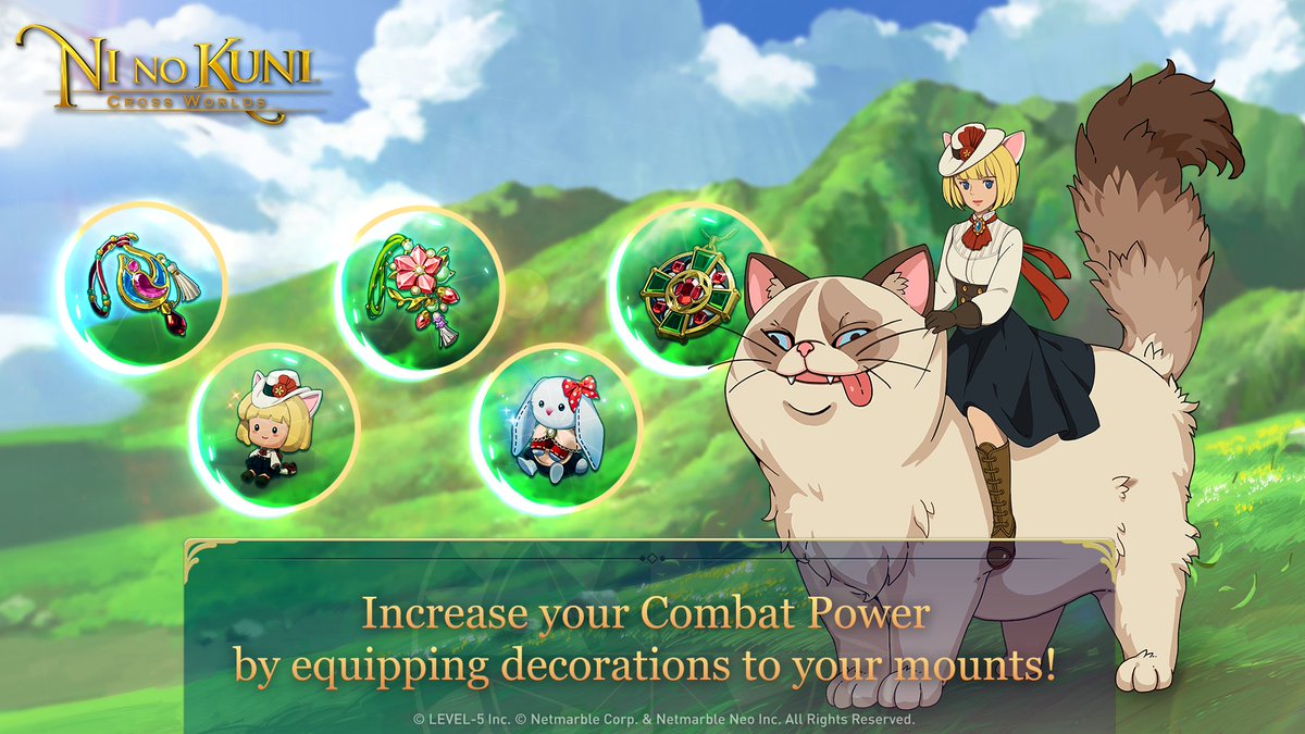 Soul Divers! Are you looking for that extra combat power boost? Well, look no further. Increase your strength by equipping decorations to your mount! Download Ni no Kuni: Cross Worlds today. mar.by/ninokunicw1