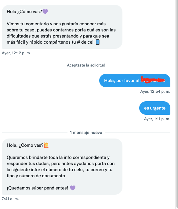 alexgreencode's tweet image. #HackearonaNequi esta es su respuesta, para dilatar están super entrenad@s, seguramente en el siguiente mensaje me piden la dirección de mi casa, el teléfono de un pariente cercano, esperan que uno se mame para desistir.....qué no le pase a usted cc @sicsuper @WRadioColombia