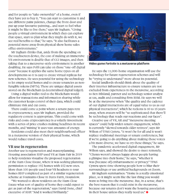 We love embracing the latest in tech at @Rhp_uk so it was a real pleasure to speak with <a href="/insidehousing/">Inside Housing</a> for an article for their technology issue. I talked to them about how useful virtual reality was for us to help bring a milestone regeneration project to life for customers.