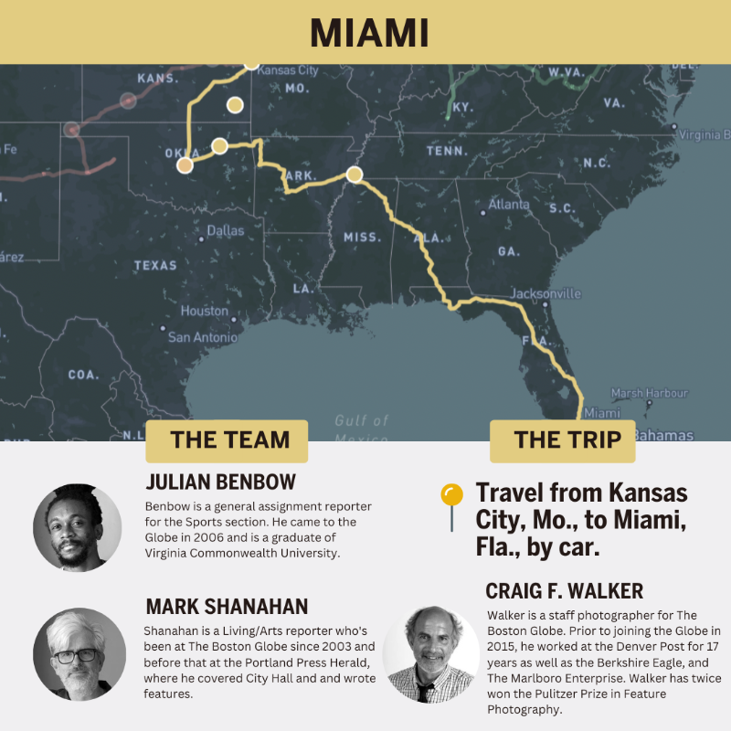 BostonGlobe's tweet photo. We flew 12 journalists to Kansas City, Mo., on Sept. 6. They separated into teams, each pointed in a different direction — one toward Seattle, another toward Los Angeles, another toward Miami, and one home to Boston.

Their goal? Hear America's stories.