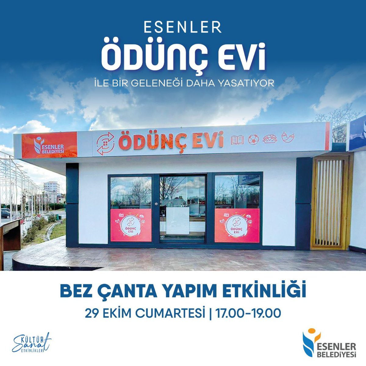 Yarın, yeniden Ödünç Evi'nde buluşuyoruz çocuklar! 🤩 Bu seferki etkinliğimiz 'Ben Çanta Yapımı' 😎 Hepinizi bekliyoruz!  🥳 🗓  29 Ekim Cumartesi ⏱  17.00 - 19.00 📍  15 Temmuz Millet Bahçesi Ödünç Evi