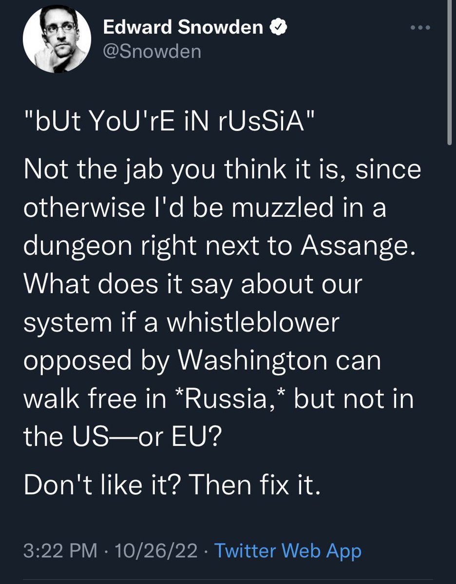 This is how you know he’s a defector, not a “whistleblower.”