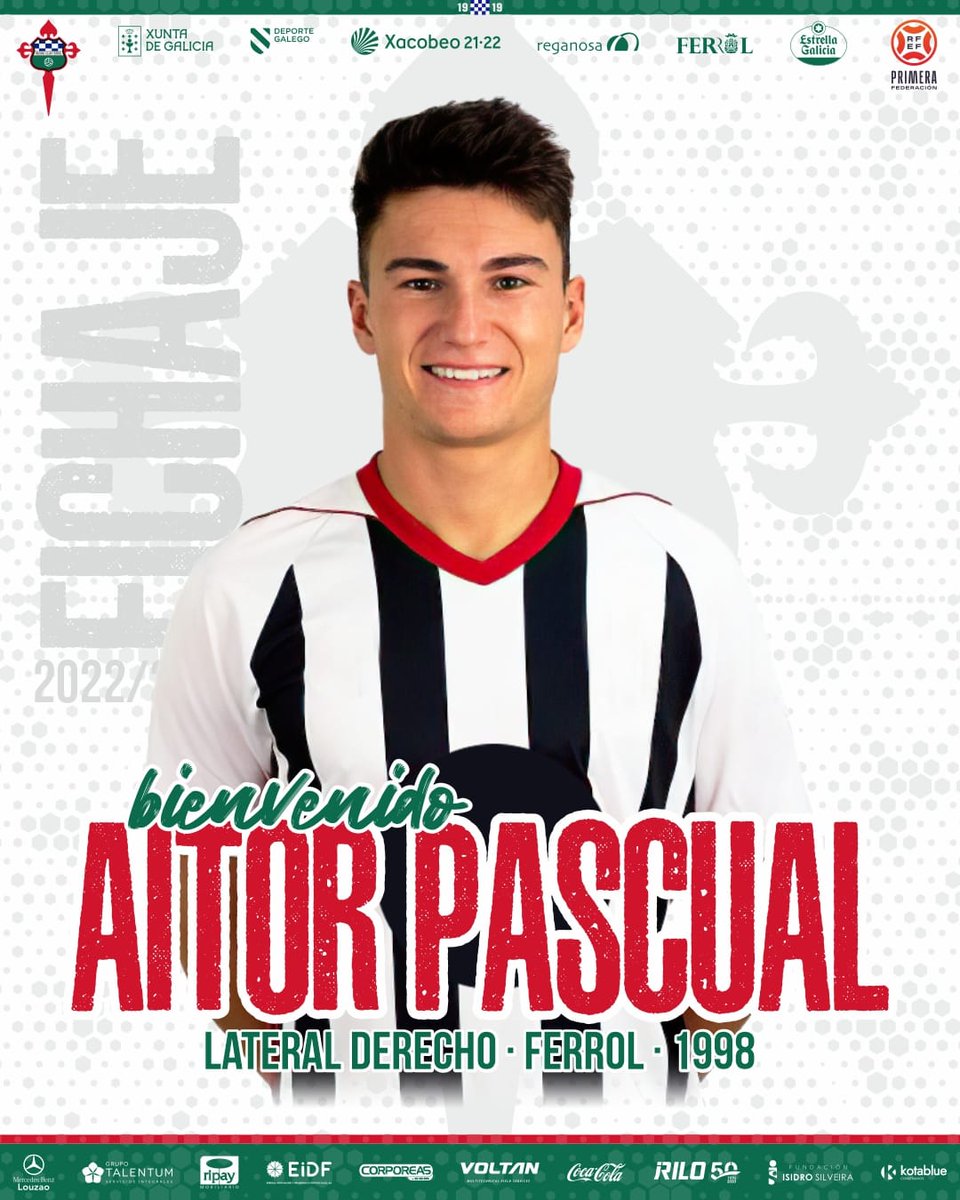 💥 NUEVA INCORPORACION💥 

⚽️ Lateral derecho
🎂 24 años
💚 Ferrolano 
🔝Bienvenido a casa 😉

💪💪