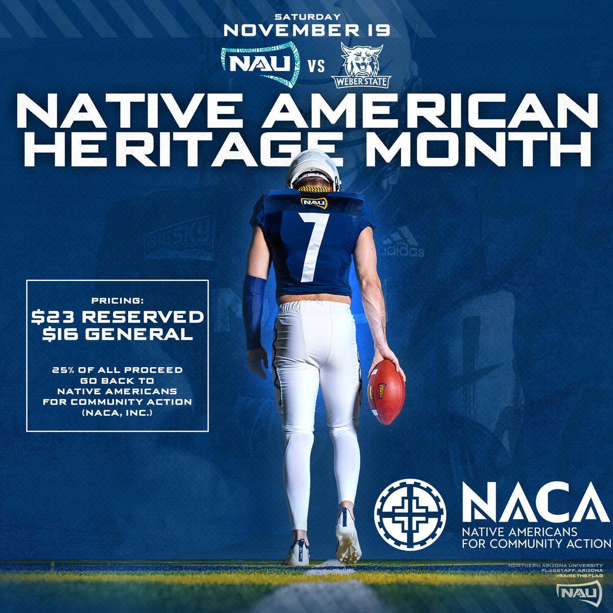 IT'S GAME TIME! 🏈Every ticket purchased for <a href="/NAUAthletics/">NAU Athletics</a> final football game of the season will include a custom Native American Heritage NAU beanie. 

Follow this link to learn more: nacainc.org/event/nau-nati…