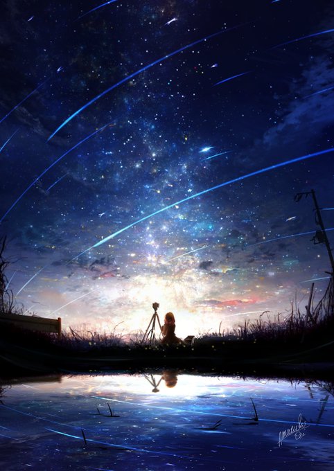 描いたイラストより#君の名は 。の流星群のような星々をどうぞ🌠✨ 