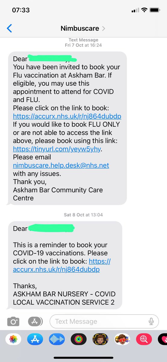 GemmaJMackay's tweet photo. @Nimbuscare1 How do we know if the text isn’t real? I received numerous texts and the link took me to the NHS page where to book and I received confirmation back via text on the same number. However when I arrived for my vaccine they said I wasn’t eligible? Please explain! https://t.co/fQ3irv0B44