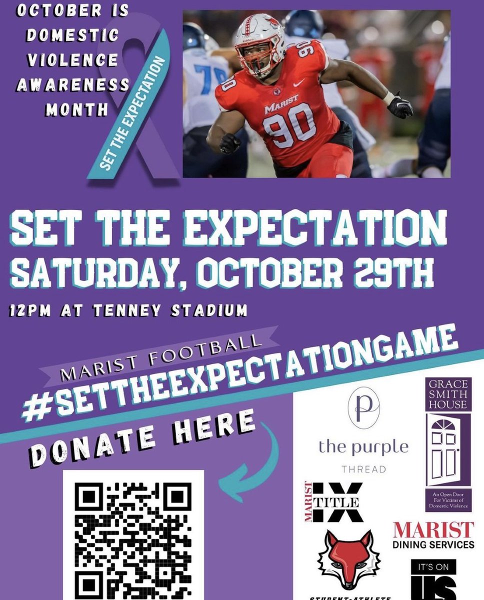 Grace Smith House (@gracesmithh0use) on Twitter photo TOMORROW!!!
<a href="/Marist_Fball/">Marist Football</a> and <a href="/MaristCSAE/">Marist College CSAE</a> will be hosting their fourth <a href="/STEnonprofit/">Set The Expectation</a> game to help combat sexual and physical violence!!
๐all proceeds go to GSH!! ๐
#settheexpectation #dvam #dvam2022 #every1knowssome1 #domesticviolenceawarenessmonth #domesticviolence TOMORROW!!!
<a href="/Marist_Fball/">Marist Football</a> and <a href="/MaristCSAE/">Marist College CSAE</a> will be hosting their fourth <a href="/STEnonprofit/">Set The Expectation</a> game to help combat sexual and physical violence!!
๐all proceeds go to GSH!! ๐
#settheexpectation #dvam #dvam2022 #every1knowssome1 #domesticviolenceawarenessmonth #domesticviolence