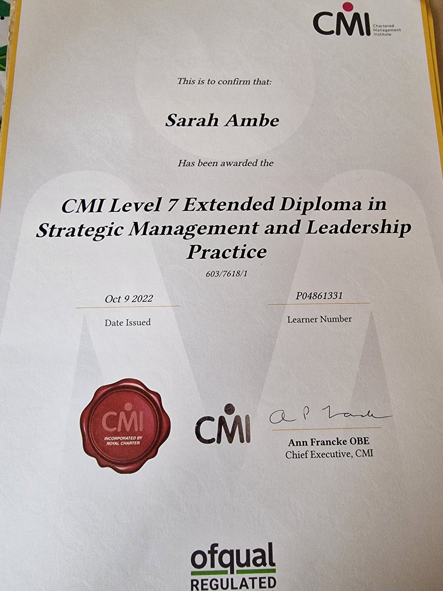 sarah70OK's tweet photo. Delighted to have received this in the post today #mastersdiploma hard work pays off @cmi_managers #bettermanagers @CoBCollege https://t.co/78Wx6pnqyE