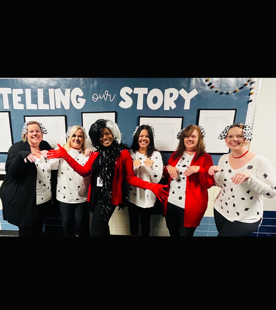 It's Storybook Character Day for Red Ribbon Week!!! Is that Cruella de Vil?! ❤️🐾💙🎀