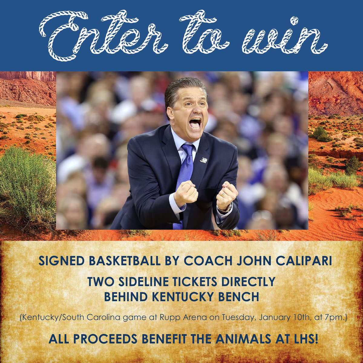 Lexington Humane (@lexingtonhumane) on Twitter photo ENDING TOMORROW:
Enter our raffle to benefit the animals; tickets are $50 and include a signed basketball by <a href="/UKCoachCalipari/">John Calipari</a> and two sideline tickets to the South Carolina game at Rupp Arena on Tuesday, 1/10, at 7pm!
🏀e.givesmart.com/events/slR/i/_… ENDING TOMORROW:
Enter our raffle to benefit the animals; tickets are $50 and include a signed basketball by <a href="/UKCoachCalipari/">John Calipari</a> and two sideline tickets to the South Carolina game at Rupp Arena on Tuesday, 1/10, at 7pm!
🏀e.givesmart.com/events/slR/i/_…