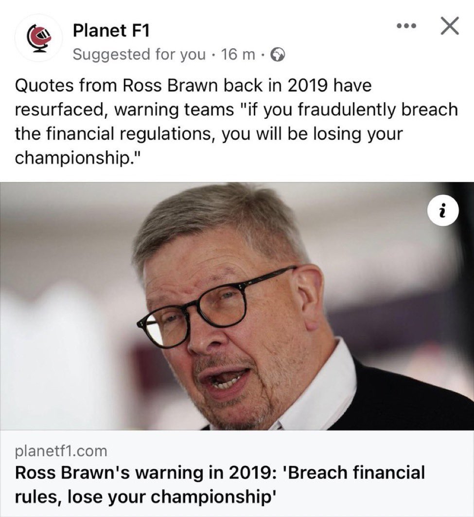 Thoughts and prayers for Ross Brawn at this time of personal and professional humiliation. #RIPF1 #F1nancialDoping