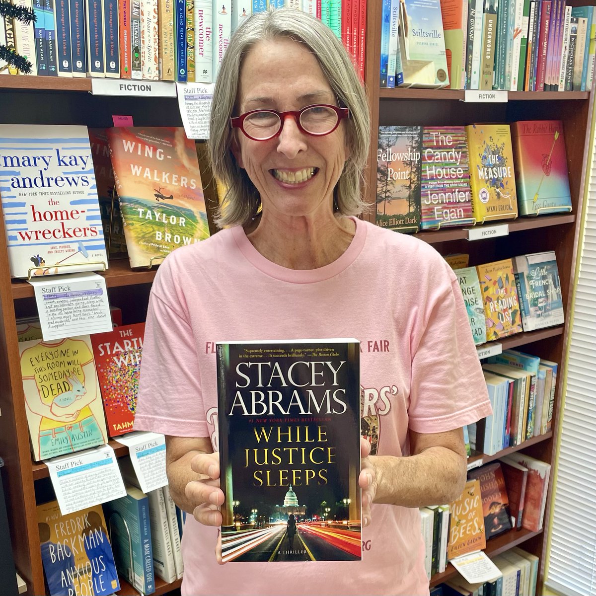 Join Cathy and the #MostlyFictionBookClub on 11/10 at 6 pm to discuss WHILE JUSTICE SLEEPS (<a href="/VintageAnchor/">Maylin Lehmann Hobaica</a>) by <a href="/staceyabrams/">Stacey Abrams</a> a riveting legal thriller set within the halls of the U.S. Supreme Court. Learn more about this book and its discussion here: copperfishbooks.com/event/book-clu…