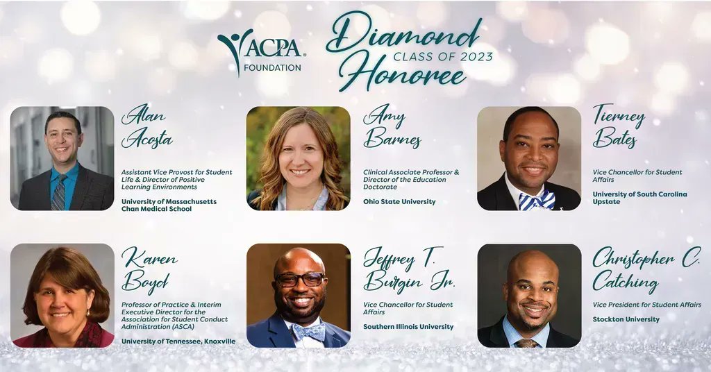 ACPA's tweet image. CONGRATULATIONS to the @ACPAFoundation Diamond Honoree Class of 2023! All are invited to celebrate their accomplishments and our profession during #ACPA23 from 26-29 March 2023 in New Orleans! Learn more about the honorees: foundation.myacpa.org/diamond-honore…