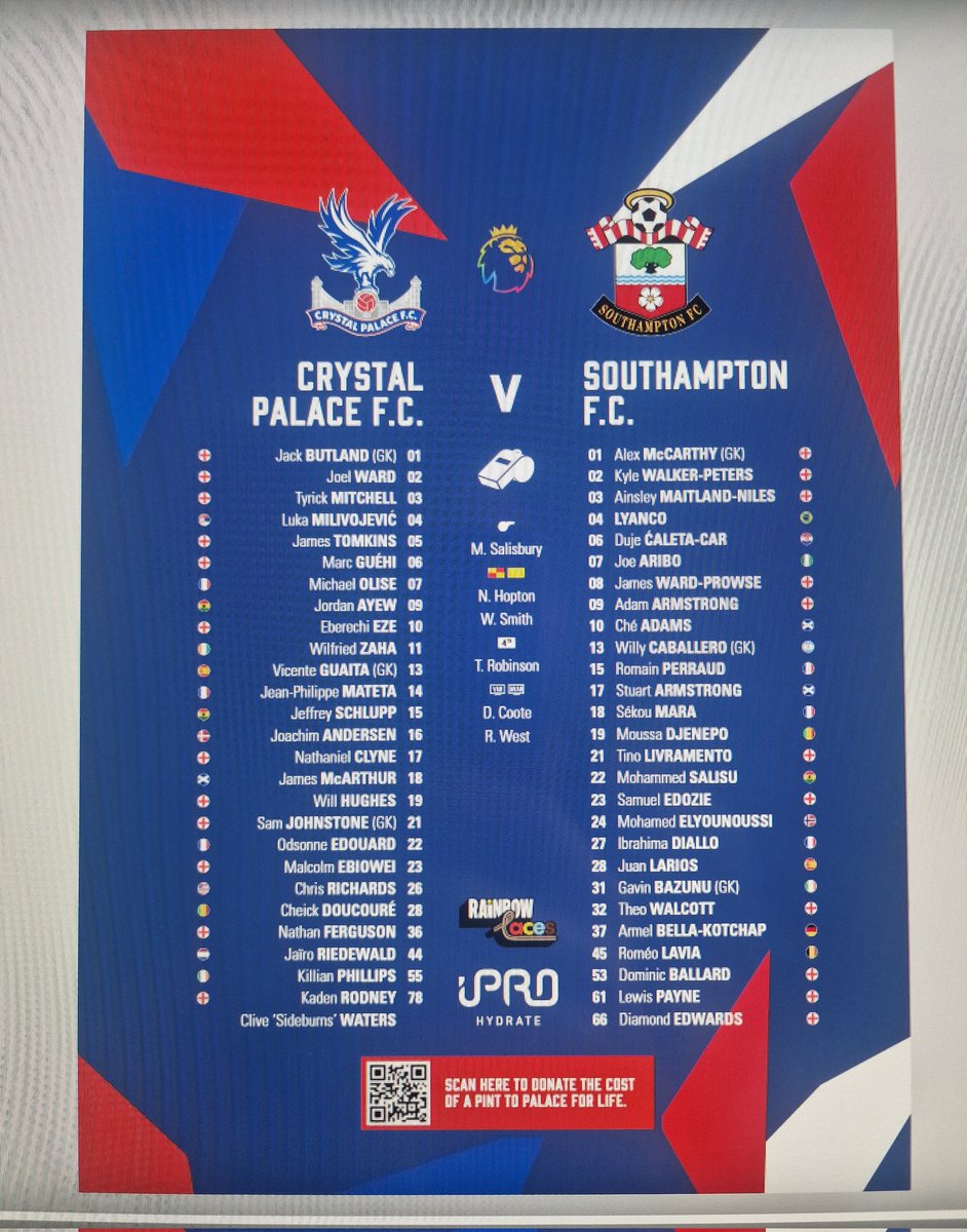 SH20CPFC's tweet photo. Nice touch on the squad listing for tomorrow's game. #CPFC https://t.co/X4SJMaGSSe